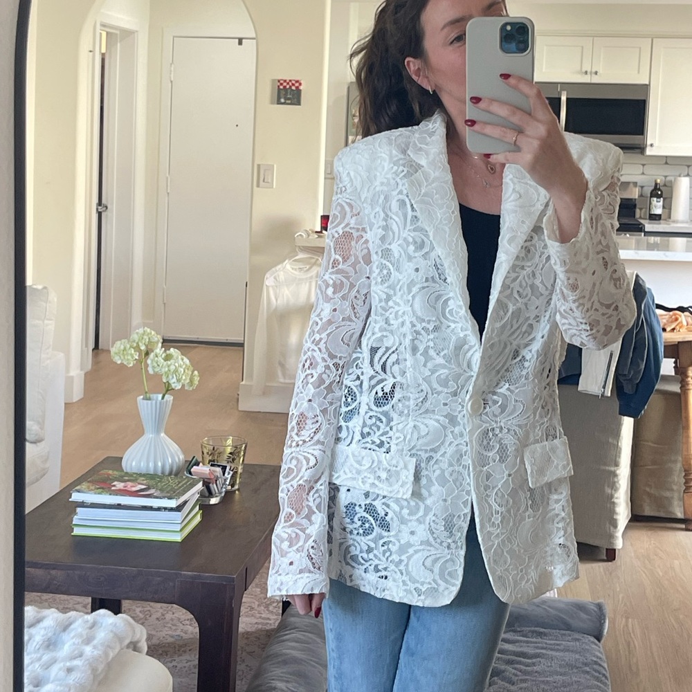 Ronny Kobo White Lace Blazer, size XS
